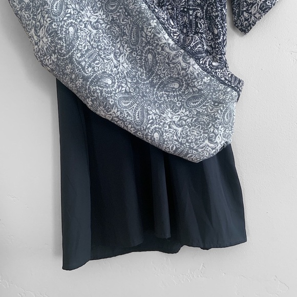 Garnet Hill Dress Gathered Drop Waist V-Neck Paisley Pockets Blue Women’s Size 2 - Picture 10 of 14